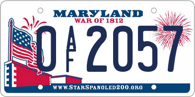 MD license plate 0AF2057