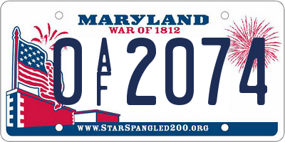 MD license plate 0AF2074
