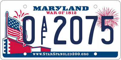 MD license plate 0AF2075