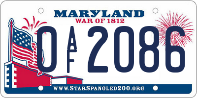 MD license plate 0AF2086