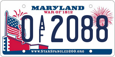 MD license plate 0AF2088