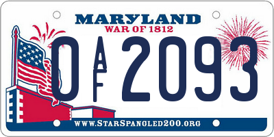 MD license plate 0AF2093