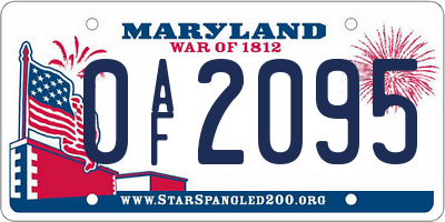 MD license plate 0AF2095