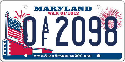 MD license plate 0AF2098