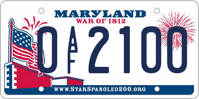 MD license plate 0AF2100