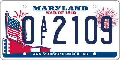 MD license plate 0AF2109