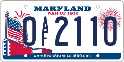 MD license plate 0AF2110