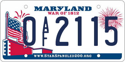 MD license plate 0AF2115
