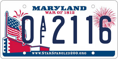 MD license plate 0AF2116