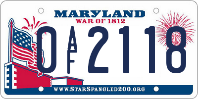 MD license plate 0AF2118