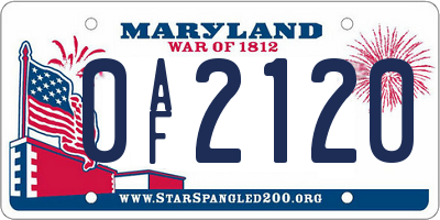 MD license plate 0AF2120