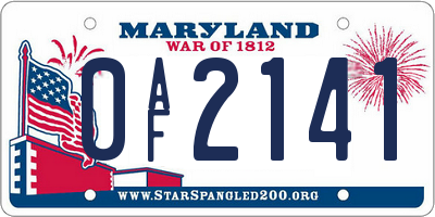 MD license plate 0AF2141