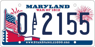 MD license plate 0AF2155