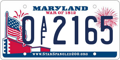 MD license plate 0AF2165
