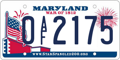 MD license plate 0AF2175