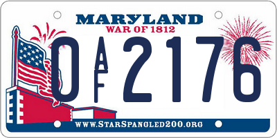 MD license plate 0AF2176