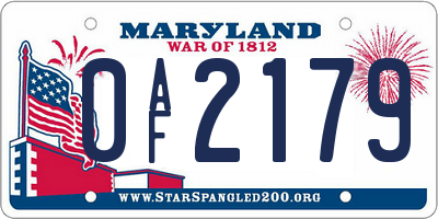 MD license plate 0AF2179