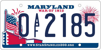 MD license plate 0AF2185