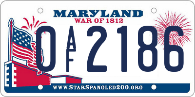 MD license plate 0AF2186