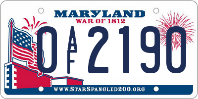 MD license plate 0AF2190