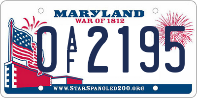 MD license plate 0AF2195