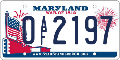 MD license plate 0AF2197
