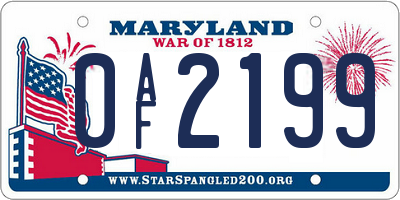 MD license plate 0AF2199