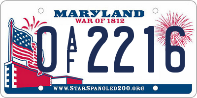 MD license plate 0AF2216