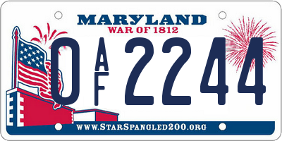 MD license plate 0AF2244