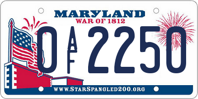 MD license plate 0AF2250