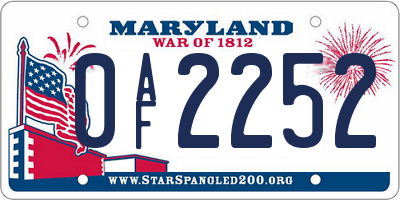 MD license plate 0AF2252