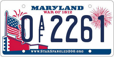 MD license plate 0AF2261