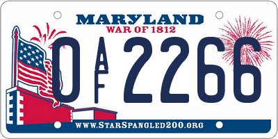 MD license plate 0AF2266