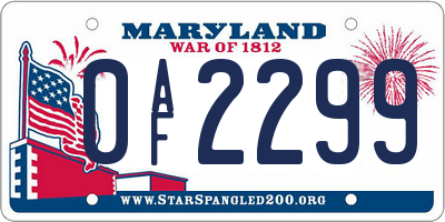 MD license plate 0AF2299