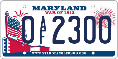 MD license plate 0AF2300
