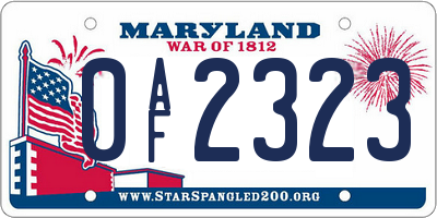 MD license plate 0AF2323