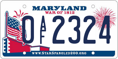 MD license plate 0AF2324