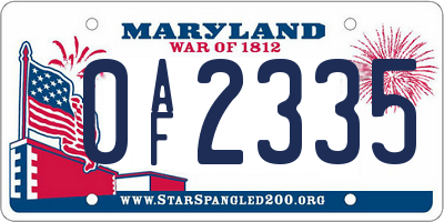 MD license plate 0AF2335