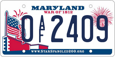 MD license plate 0AF2409