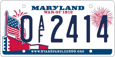 MD license plate 0AF2414