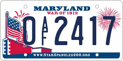 MD license plate 0AF2417