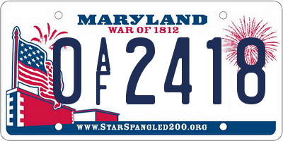 MD license plate 0AF2418