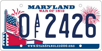 MD license plate 0AF2426
