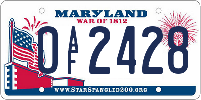 MD license plate 0AF2428