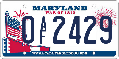 MD license plate 0AF2429