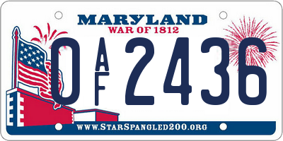 MD license plate 0AF2436
