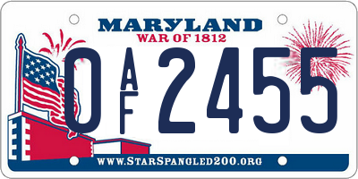 MD license plate 0AF2455