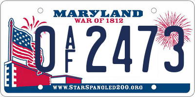 MD license plate 0AF2473