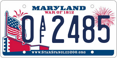 MD license plate 0AF2485