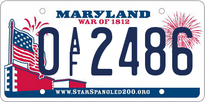 MD license plate 0AF2486